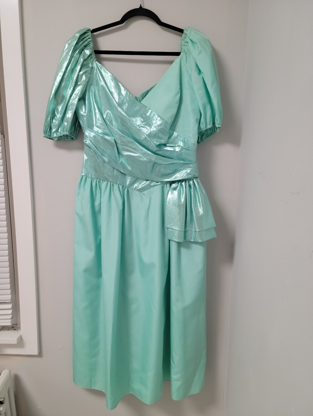 jcpenney Shimmer Mint Green Puff-Sleeve Midi Dress XL